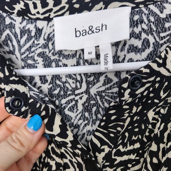 BA&SH‎ Blouse M Black & Tan Office Career Relaxed Fit Designer - Picture 4 of 9